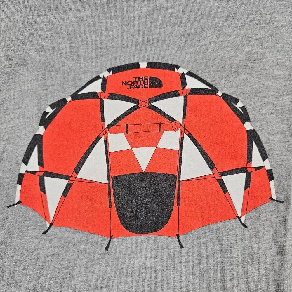 North Face Shirt Mens Small Gray Geometric Camping Tent Graphic Casual Outdoor
